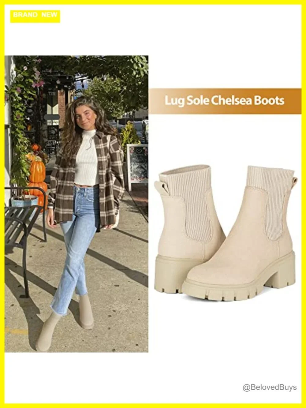 Women's Chelsea Boots Slip on Platform Ankle Boots Lug Sole